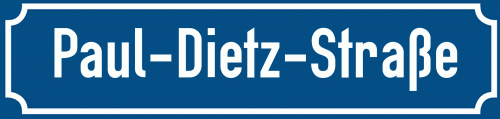 Straßenschild Paul-Dietz-Straße