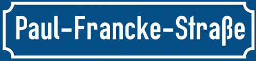 Straßenschild Paul-Francke-Straße zum kostenlosen Download