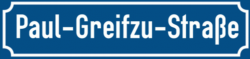 Straßenschild Paul-Greifzu-Straße zum kostenlosen Download
