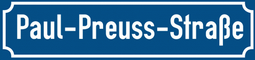 Straßenschild Paul-Preuss-Straße
