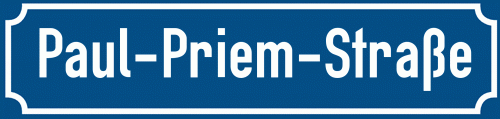 Straßenschild Paul-Priem-Straße