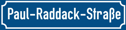 Straßenschild Paul-Raddack-Straße zum kostenlosen Download