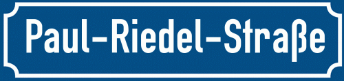 Straßenschild Paul-Riedel-Straße zum kostenlosen Download
