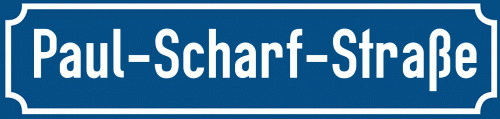 Straßenschild Paul-Scharf-Straße zum kostenlosen Download