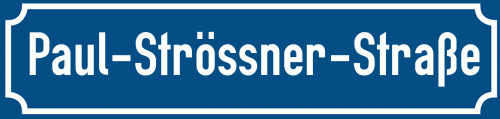 Straßenschild Paul-Strössner-Straße zum kostenlosen Download