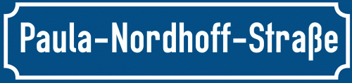 Straßenschild Paula-Nordhoff-Straße zum kostenlosen Download