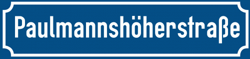 Straßenschild Paulmannshöherstraße zum kostenlosen Download