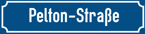 Straßenschild Pelton-Straße