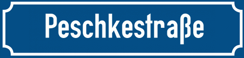 Straßenschild Peschkestraße zum kostenlosen Download