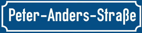 Straßenschild Peter-Anders-Straße zum kostenlosen Download