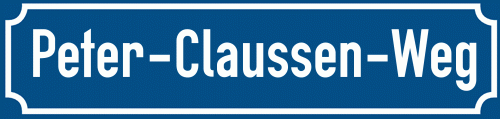 Straßenschild Peter-Claussen-Weg