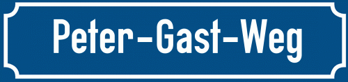 Straßenschild Peter-Gast-Weg
