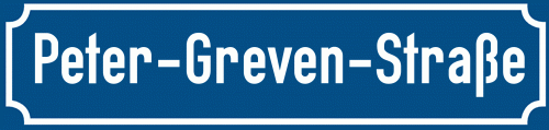 Straßenschild Peter-Greven-Straße zum kostenlosen Download