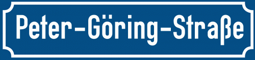 Straßenschild Peter-Göring-Straße zum kostenlosen Download
