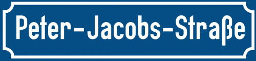 Straßenschild Peter-Jacobs-Straße zum kostenlosen Download