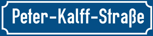 Straßenschild Peter-Kalff-Straße zum kostenlosen Download