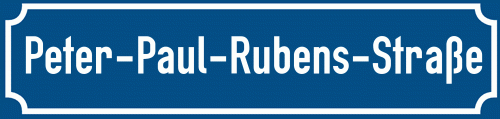 Straßenschild Peter-Paul-Rubens-Straße zum kostenlosen Download