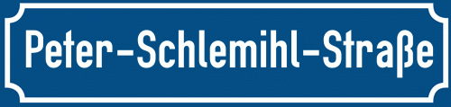 Straßenschild Peter-Schlemihl-Straße