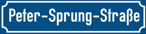Straßenschild Peter-Sprung-Straße