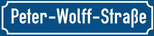 Straßenschild Peter-Wolff-Straße
