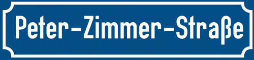 Straßenschild Peter-Zimmer-Straße