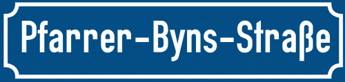 Straßenschild Pfarrer-Byns-Straße zum kostenlosen Download