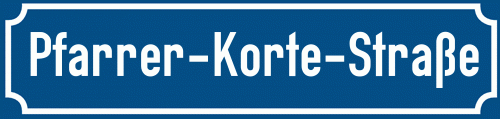 Straßenschild Pfarrer-Korte-Straße