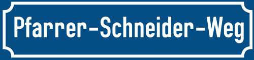 Straßenschild Pfarrer-Schneider-Weg zum kostenlosen Download