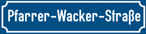 Straßenschild Pfarrer-Wacker-Straße zum kostenlosen Download