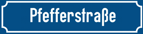Straßenschild Pfefferstraße zum kostenlosen Download