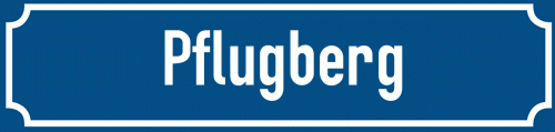 Straßenschild Pflugberg zum kostenlosen Download