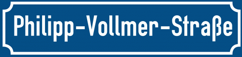 Straßenschild Philipp-Vollmer-Straße