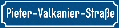 Straßenschild Pieter-Valkanier-Straße