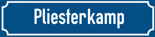 Straßenschild Pliesterkamp