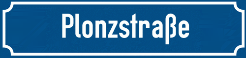 Straßenschild Plonzstraße zum kostenlosen Download