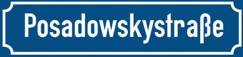 Straßenschild Posadowskystraße zum kostenlosen Download