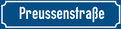 Straßenschild Preussenstraße zum kostenlosen Download