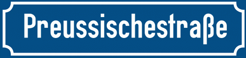 Straßenschild Preussischestraße zum kostenlosen Download
