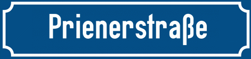 Straßenschild Prienerstraße zum kostenlosen Download