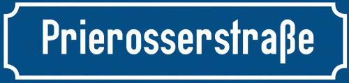 Straßenschild Prierosserstraße zum kostenlosen Download