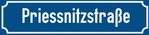 Straßenschild Priessnitzstraße zum kostenlosen Download