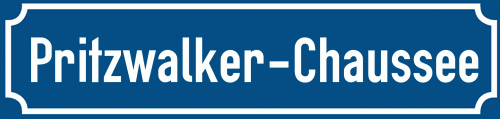 Straßenschild Pritzwalker-Chaussee zum kostenlosen Download