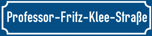 Straßenschild Professor-Fritz-Klee-Straße