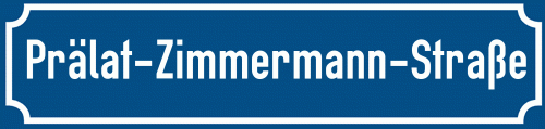 Straßenschild Prälat-Zimmermann-Straße zum kostenlosen Download