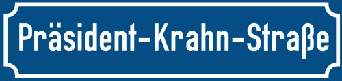 Straßenschild Präsident-Krahn-Straße zum kostenlosen Download