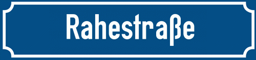 Straßenschild Rahestraße