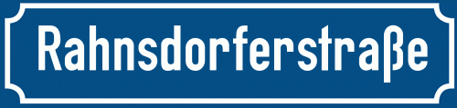 Straßenschild Rahnsdorferstraße zum kostenlosen Download