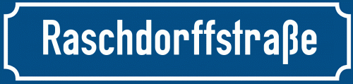 Straßenschild Raschdorffstraße