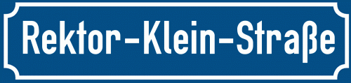 Straßenschild Rektor-Klein-Straße