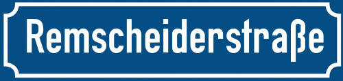 Straßenschild Remscheiderstraße zum kostenlosen Download